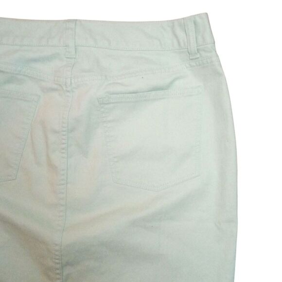 Talbots A Line Cotton Denim Skirt Five Pockets Light Seafoam Button Zip Fly 10 - Picture 4 of 7